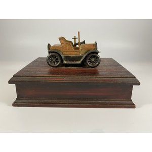 Vintage Playing Card Holder, 1917 Ford Model T Car, Faux Wood Box, Giftco